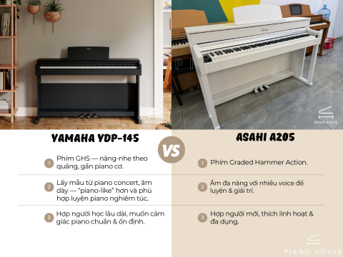 So Sánh Asahi A205 Vs Yamaha YDP-145 - Piano House