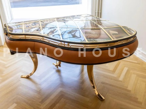 PH Grand Piano: PH157 Legacy | Walnut Cognac Leather | Brass | Modern Sculptural