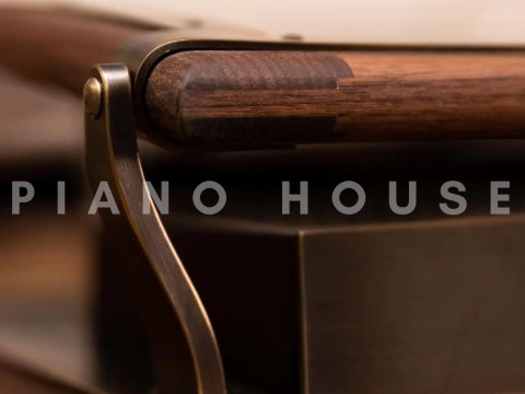 PH Grand Piano: PH159 Legacy Black Woven Leather | Oxidized Brass | Walnut Wood