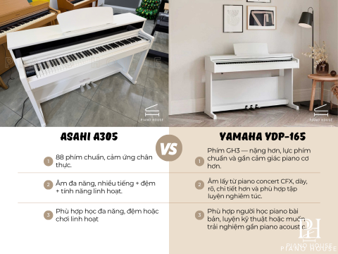 So sánh Asahi A305 và Yamaha YDP-165 - Piano House
