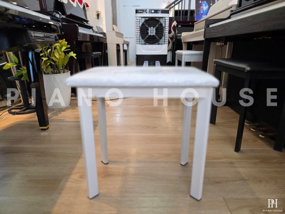 Ghế Piano điện chân sắt (White)