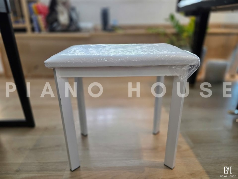 Ghế Piano điện chân sắt (White)