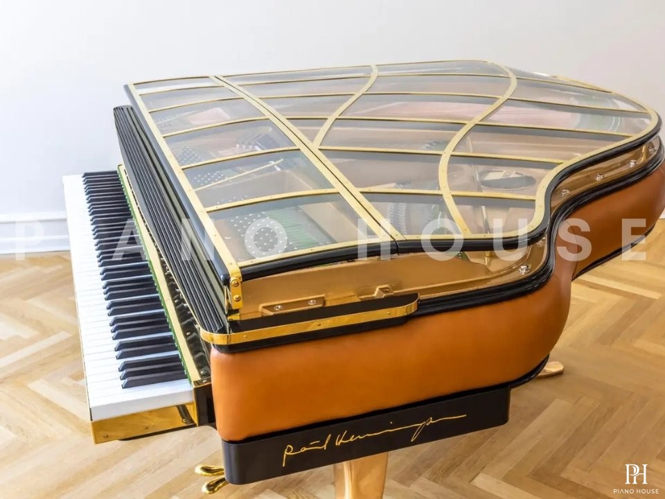 PH Grand Piano: PH157 Legacy | Walnut Cognac Leather | Brass | Modern Sculptural