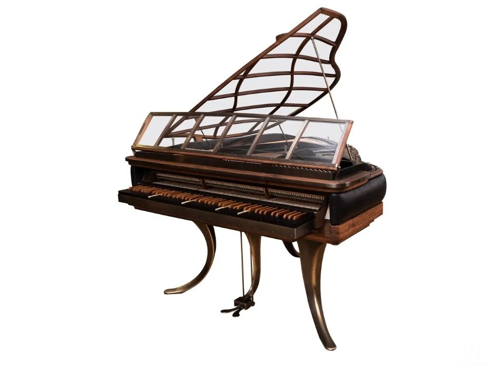 PH Grand Piano: PH159 Legacy Black Woven Leather | Oxidized Brass | Walnut Wood