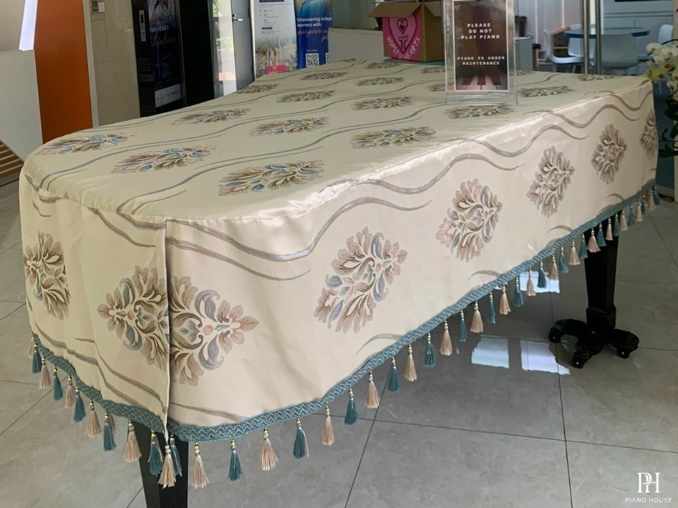 Khăn Phủ Gấm Dầy + Tua Rua Cho Đàn Grand Piano