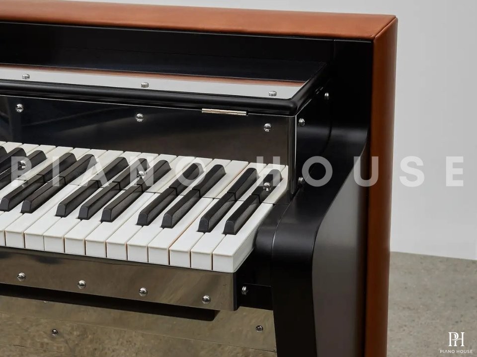 PH Pianette | Cognac Color Leather | Wood Panels and Chromed Metal Parts