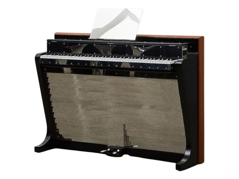 PH Pianette | Cognac Color Leather | Wood Panels and Chromed Metal Parts
