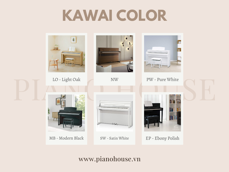 Kawai Digital Piano Sleek Wood Grain Colors Selection 2