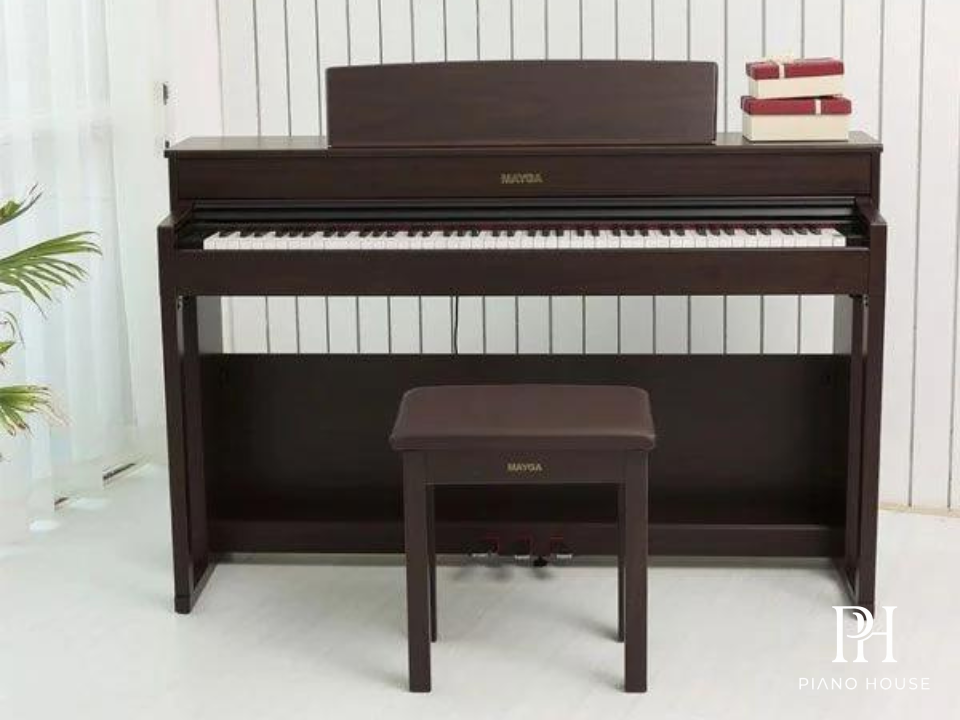 Mayga MH60 Traditional Walnut Studio Piano Front View
