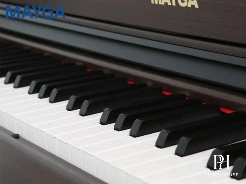 Mayga MH60 Rosewood Piano Side Profile with Wooden Stand