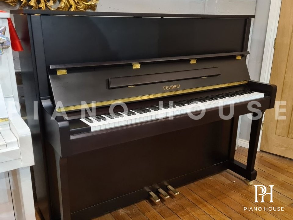 Feurich F122 Satin Black Brass Premium Upright Piano Overview presentation