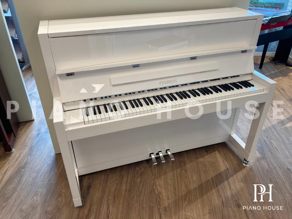 Feurich 115 Premiere Matte Wood Tone Natural Upright Piano