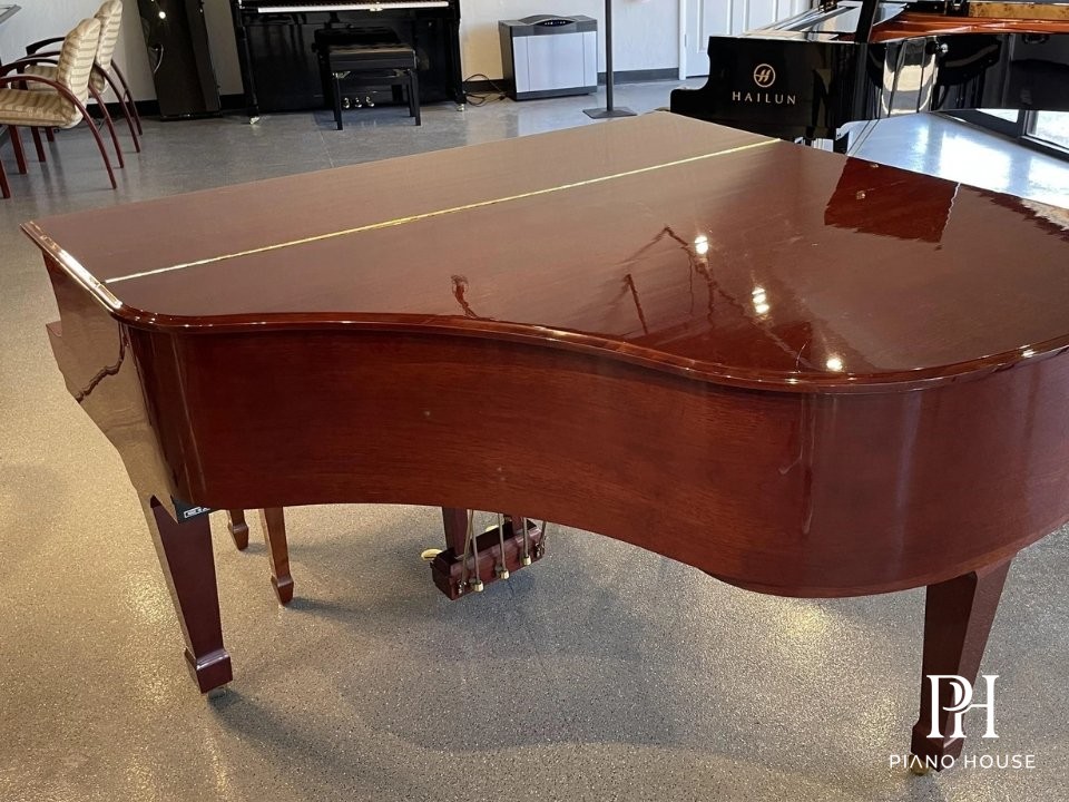 Boston GP-163 PM Polished Mahogany Elegant Caster and Keyboard Angle