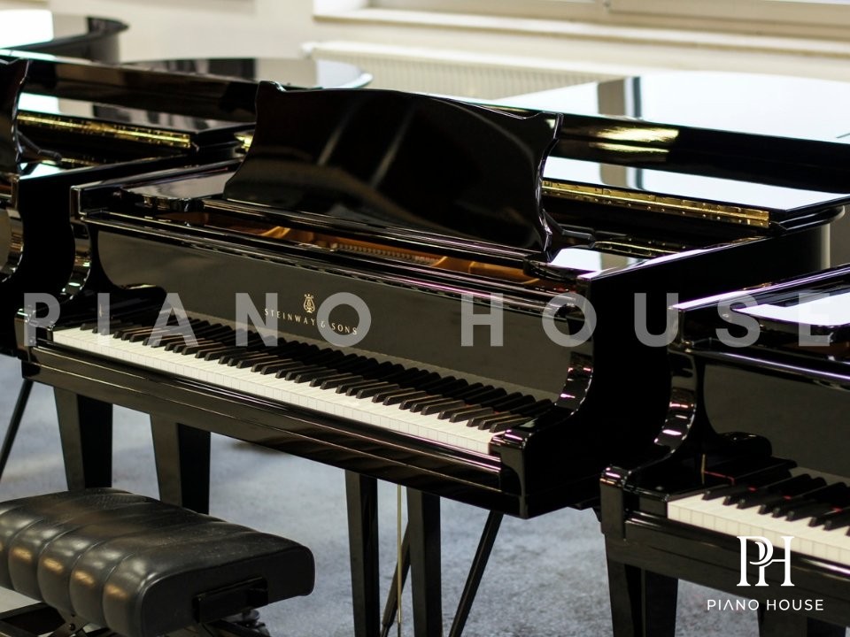 Steinway Model A-188 Polished Ebony Living Room Grand Overview
