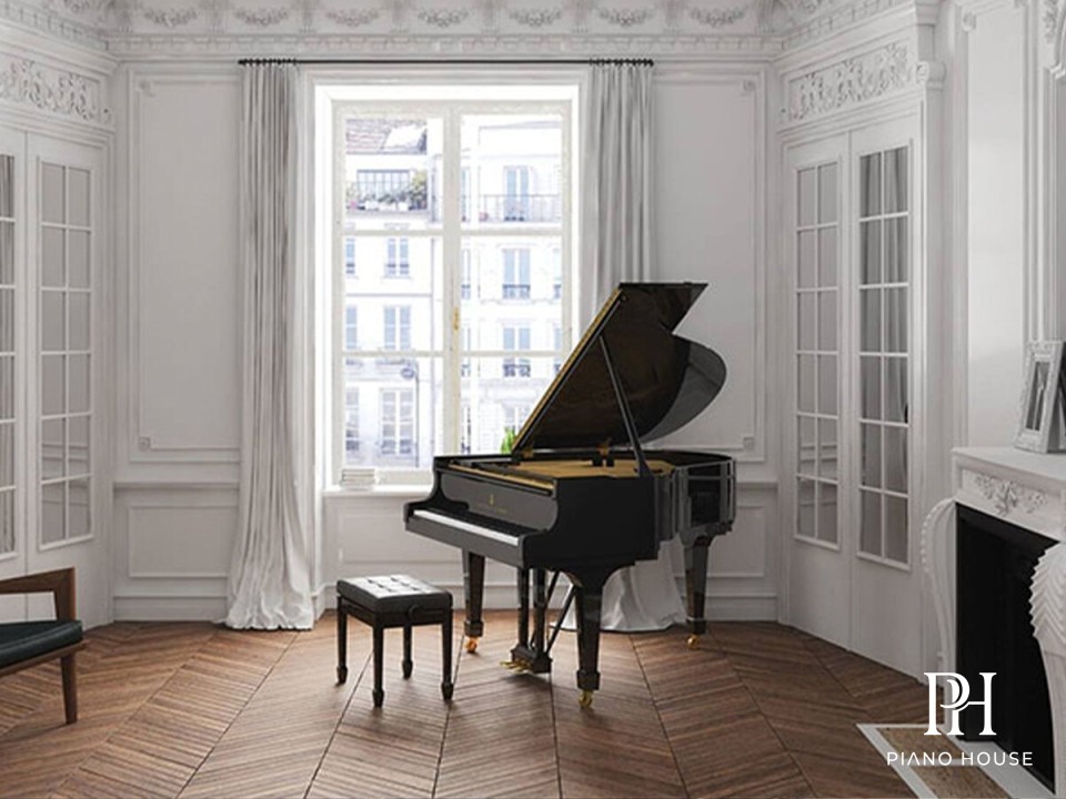 Steinway & Sons Model S-155 Mahogany Polish Open Lid