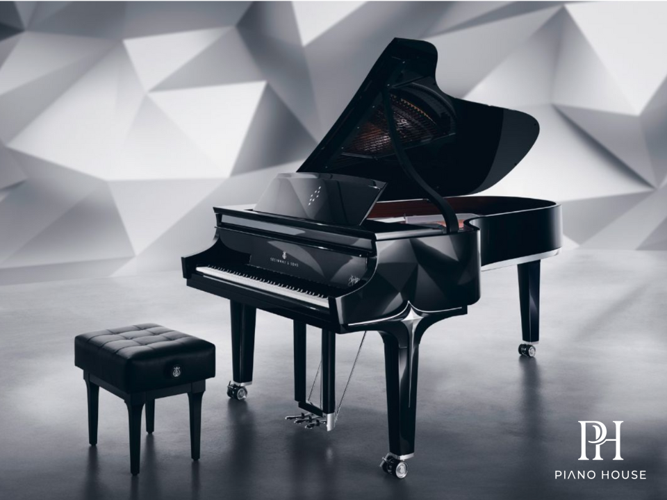 Steinway Spirio Black Diamond Model B Premium Grand Piano Open Lid