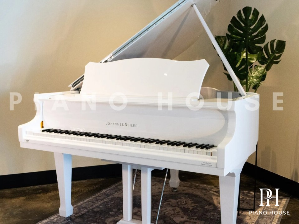 Johannes Seiler Polished Ebony Baby Grand Piano Open Lid Overview