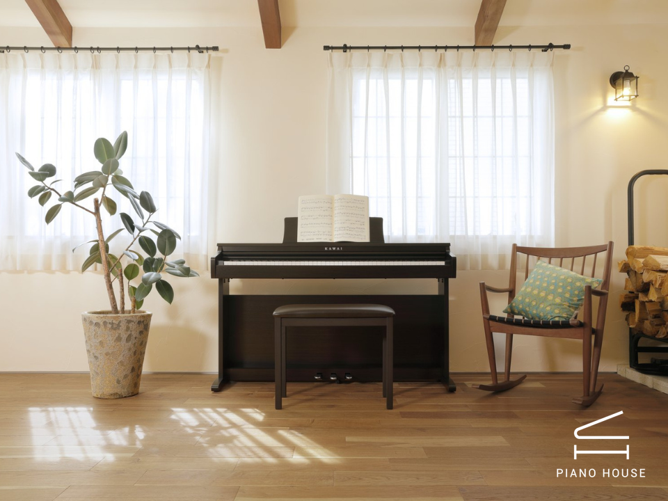 Chi tiết bề mặt phím ngà voi và gỗ mun trên đàn KAWAI KDP-120 R