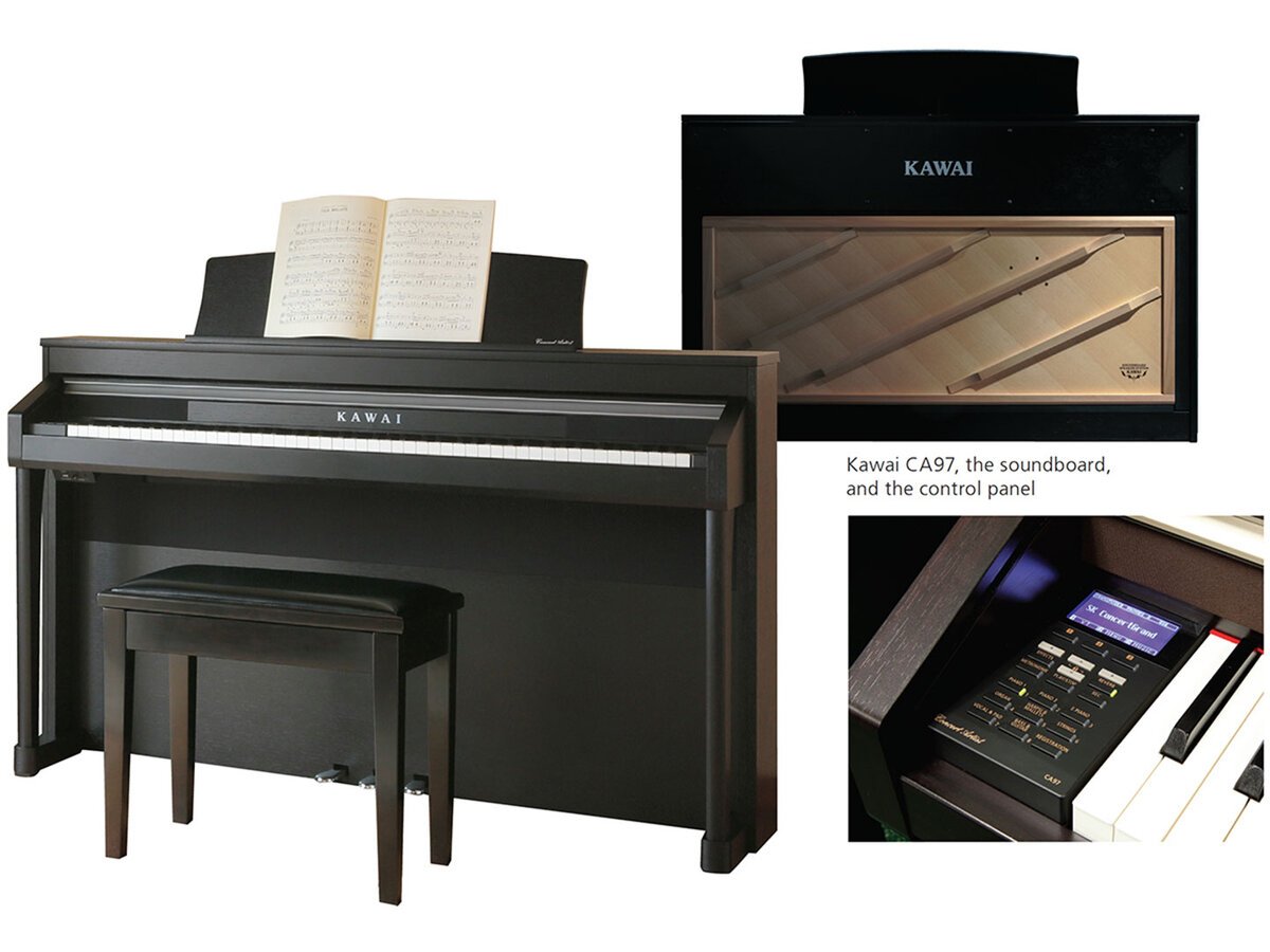 Góc nhìn cận cảnh bảng điều khiển đàn KAWAI CA97