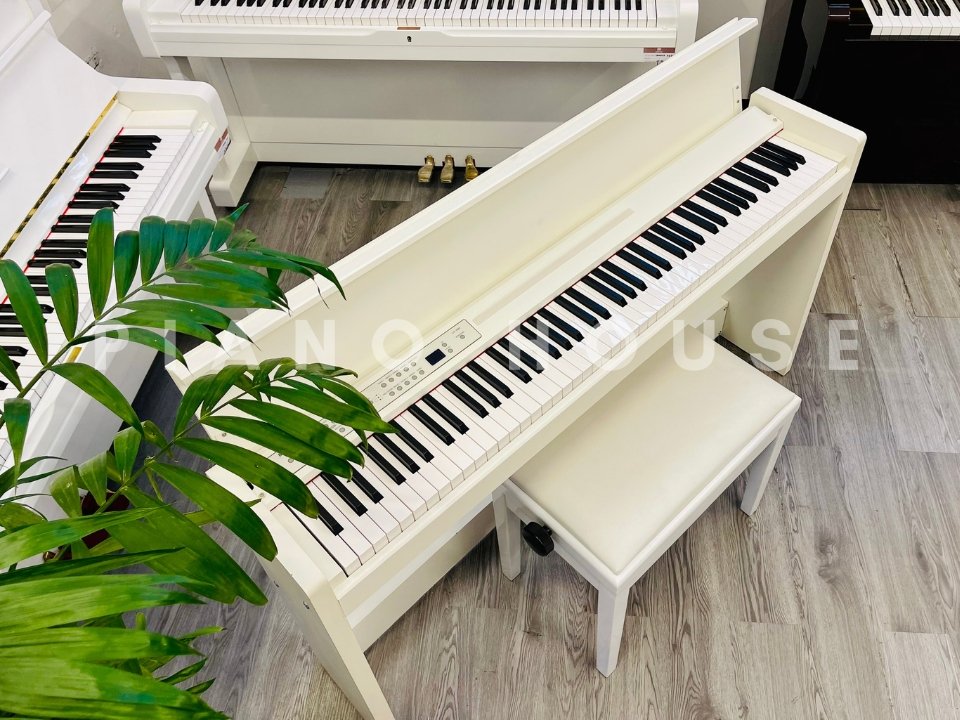 KORG LP-380 WH với thiết kế trắng tinh tế và nắp đóng phẳng mịn