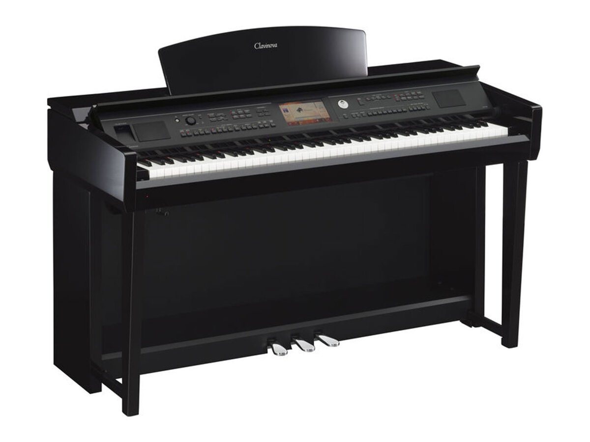 Toàn cảnh cây đàn piano điện Yamaha CVP-705 PE màu đen bóng sang trọng
